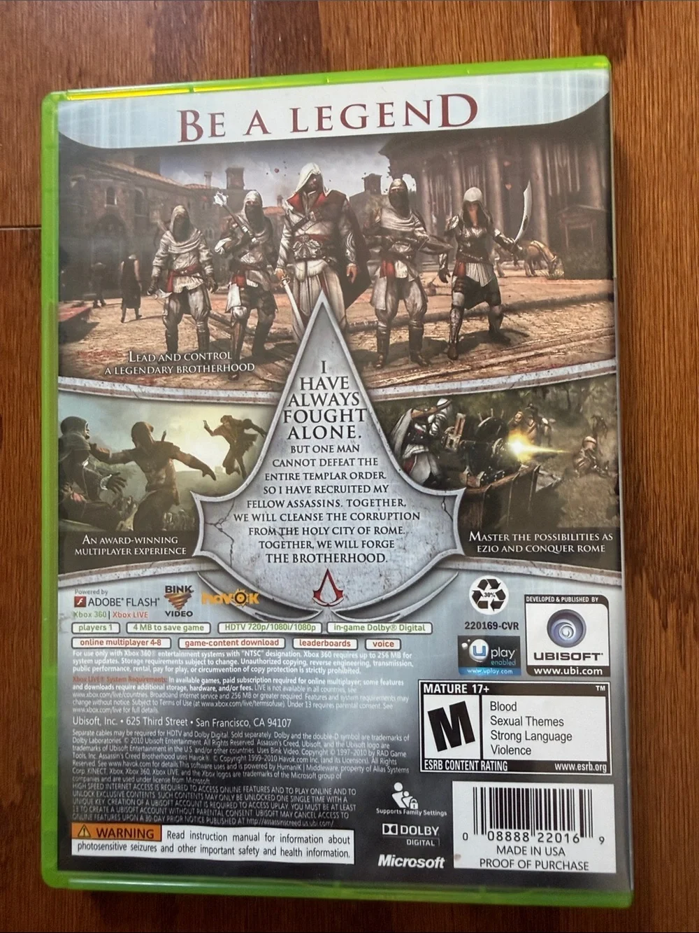 Assassin’s Creed Brotherhood Xbox 360 Video Game Complete